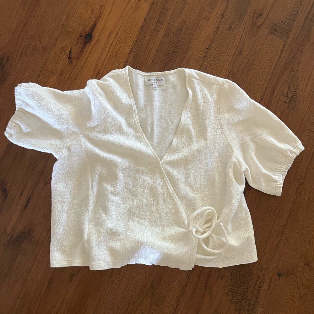 Madewell Texture & Thread XL White Wrap Shirt